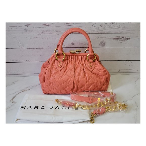 Marc Jacobs Quilted Leather Mini Stam Shoulder Bag FLAMINGO - Picture 4 of 11